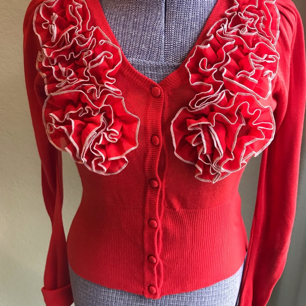 Ryu Cardigan Sweater with frill front